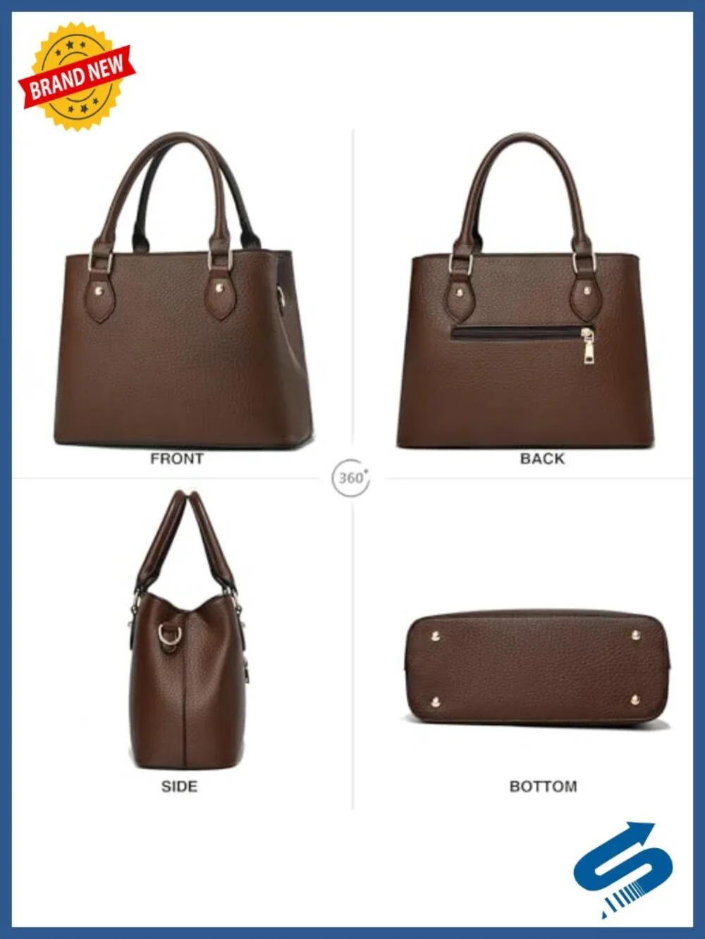 Leather Crossbody Tote Satchel Shoulder Bag Faux Leather with Gold Hardware